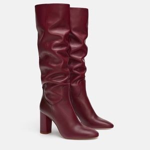 Zara Collection Burgundy Leather Boots